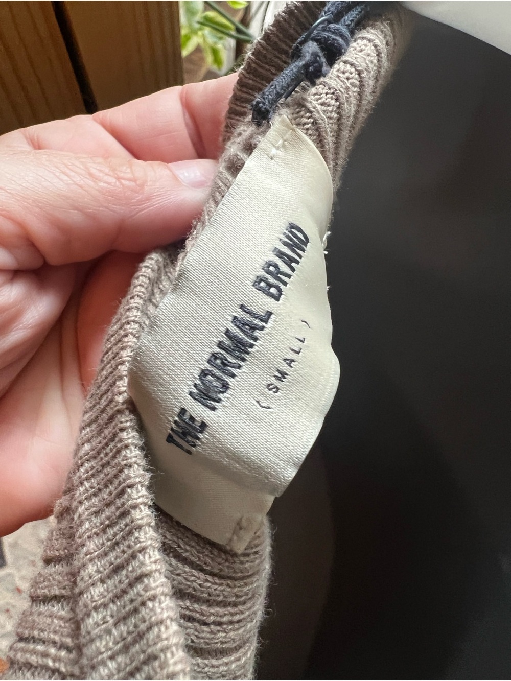 The Normal Brand Ribbed Henley Top - Beige Taupe - Picture 3 of 3
